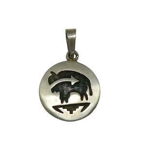 Sterling Silver Buffalo Pendant w/heart line stamped Sterling